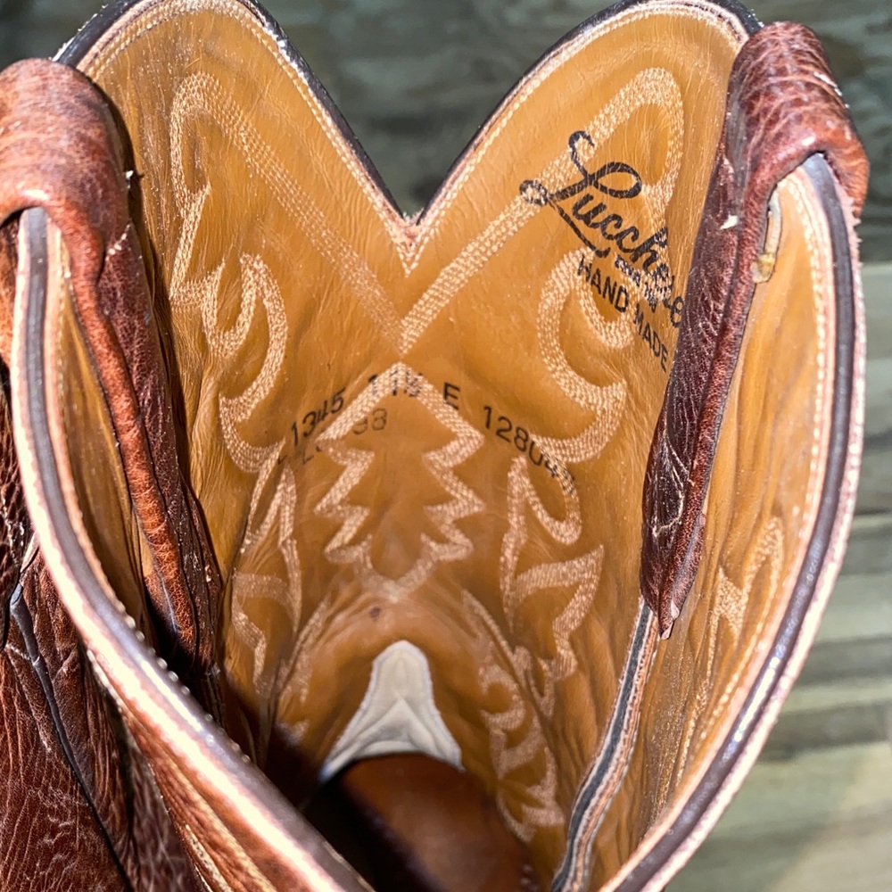 Vintage Lucchese Mens Western Cowboy Boots in Brown Leather - Picture 5 of 14